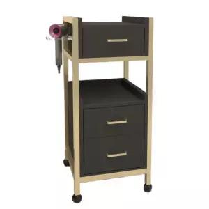 미용실 츄레이 작업 스틸 흰색 오렌지 추레이 서랍형 정리대 미용 트롤리 이발소 도구 웨건