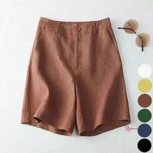 여성 린넨 숏츠 정장 캐주얼 여름 반바지 7색 뒷밴딩def037