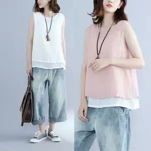 밴널스샵 여친 여름 루즈핏롱 티 빅사이즈 나시 셔츠 HO2