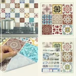 스티커 욕실 모던타일 브라운 장식 시트지 북유럽풍 화장실 주방 인테리어 03WDC74984