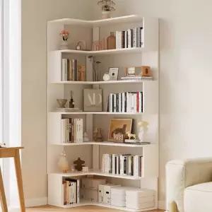 코너책장 거실 책꽂이 수납 ㄱ자 ㄱ자책장 수납장 틈새 책장 전면 원목 고무나무 북선반