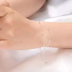 92.5 실버 클래식 두줄 볼 체인 은 팔찌 실버팔찌 은팔찌