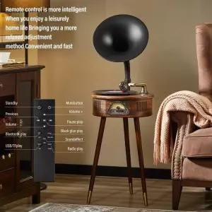 업라이트 빈티지 축음기 레트로 비닐 레코드 플레이어 블루투스 4.2 턴테이블 7 인치 9 12 3 속도 조절 가