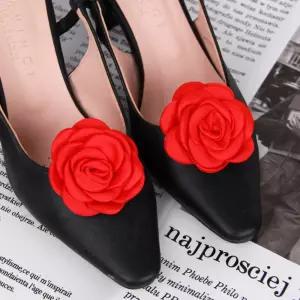 카멜리아 꽃 코사지 레드 6cm