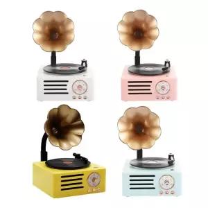 턴테이블 레코드 플레이어 블루투스 5.0 클래식 레트로 빈티지 앤티크 스테레오 스피커 호텔 바용 축음기