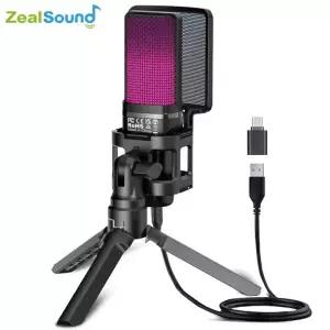 Zealsound RGB USB 콘덴서 게임용 마이크 컴퓨터 전문 PC PS4 호환 PS5 Mac 녹음 스트리밍 팟캐스팅