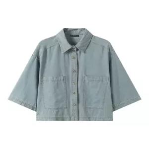 빈티지 데님 스티치 포켓 7부 반팔 셔츠 GQBBA008D)