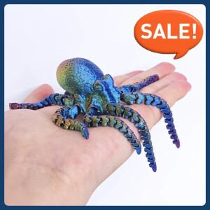 형 크툴루 피규어 - 포즈 가능 촉수를 갖춘 3D 프린트 문어 모델, 수족관 및 디스플레이용 독특한 러브크래