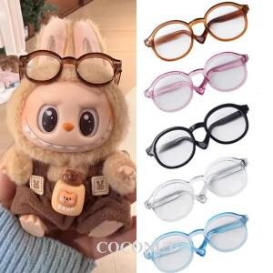 6.5/9CM 캔디 컬러 손으로 장식 된 미니 안경 Labubu 인형 액세서리 귀여운 눈