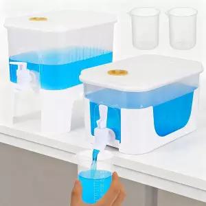 세탁 세제 디스펜서 2개 수도꼭지가 달린 1.32갤런 액체 비누 세탁실 정리용 섬유 유연제 보관함 표백제