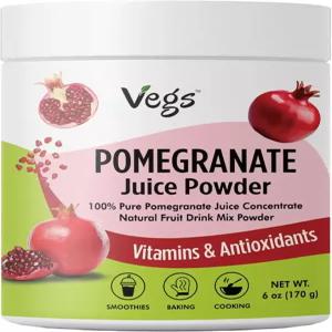 채소 석류 주스 분말 - 동결 건조 농축 제 및 전해질 수분 공급 향료 무설탕 6온스(1팩)용 인스턴트 음료