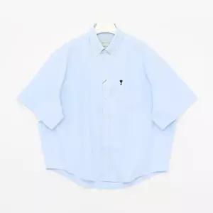 아미 26SS 블랙 스몰하트 박시 반팔 남성 셔츠 HSH823 CO0031 450