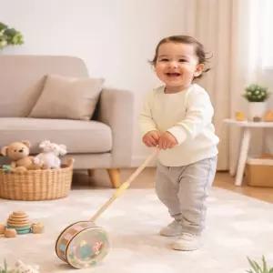 구슬소리 아기걸음마연습 밀대장난감 원목 1살 유아 어린이집 산책 놀잇감