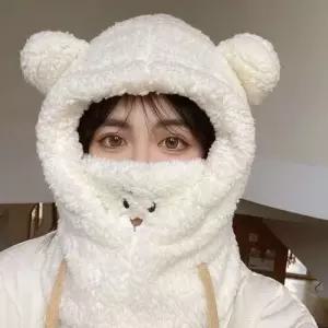 러블리 여성 큐티베어 뽀글이 바라클라바 후드넥워머 목토시 골프넥워머 방한용품