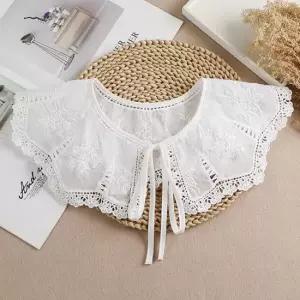 화이트 레이스 리본포인트 프릴 이너카라 넥케이프 페이크카라 이너카라 넥케이프