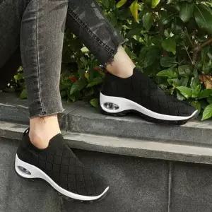 키높이 플라이니트 운동화 퀼팅패턴 에어굽 워킹화 여성워킹화 끈없는운동화