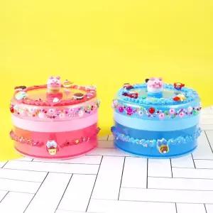 [키득키득]팝업 데코텐 투명 원형 2단수납함 만들기 패키지