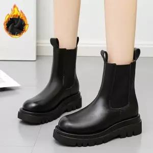 첼시 부츠 앵클 와플 통굽 신발 방한 겨울 기모 블랙 패딩부츠 화 여성 털부츠 겨울 신발