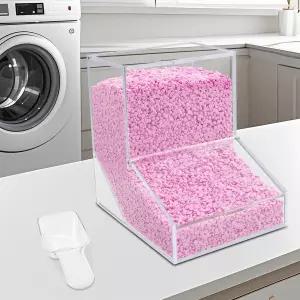 세탁 세제 용기 1스푼 뚜껑 2개 포함 디스펜서 세탁실 정리용 아크릴 보관 얼룩 제거제 파우더 구슬 흰색