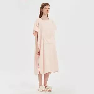 [콩심팥심]사우나 목욕 샤워가운 부드러운 원피스 수면가운 핑크