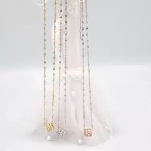 [라일리쥬얼리] Rly 써지컬스틸 링 큐빅 체인 목걸이 3컬러