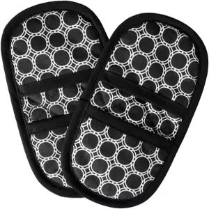 냉장고 자석이 있는 퀼트 내열성 블랙 오븐 미트 2종 세트 뜨거운 표면으로부터 손을 안전하게 보호하는