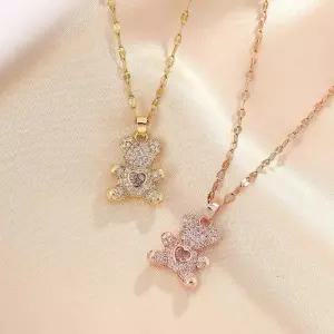 [라일리쥬얼리] Rly 큐빅 곰돌이 써지컬스틸 여성목걸이 3종