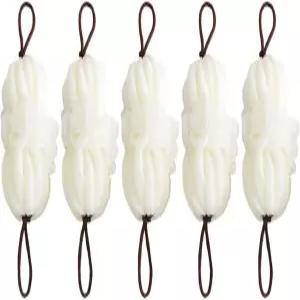파토 5pcs 라지 베이지 배스 루파 샤워 스크러버 세트 각질 제거 목욕 스펀지 가정용 및 액세서리용 소프트