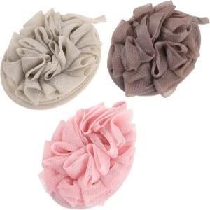 BATSVEVE 3PCS 목욕 바디 스킨 클리너 루파 샤워 스크러버 세트 플라워 공 각질 제거 및 작은 메쉬 스펀지