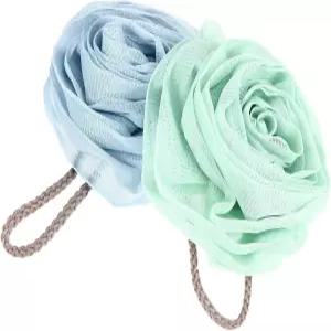 페이토 2종 플라워 샤워 스펀지 목욕 루파 메쉬 파우치 부드러운 각질 제거 볼 세트 스카이 컬러 민트 색상