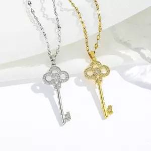 [라일리쥬얼리] Rly 열쇠큐빅 펜던트 써지컬 티타늄 여성 목걸이 3컬