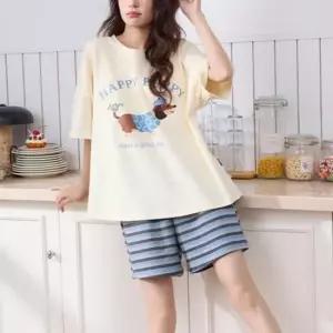 [라일리여성언더웨어] Rly 여성 여름 반팔 반바지 강아지 프린팅 수면 잠옷