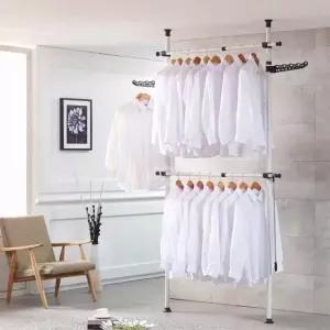 [라일리생활건강] Rly 2단 폴 행거 고급형 38mm 옷걸이행거 고정식