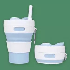 접이식 휴대용 가벼운 예쁜 빨대 텀블러 스카이블루