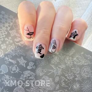 XMQ 네일 아트 스탬핑 플레이트 사이버펑크 템플릿 하트 이미지플레이트