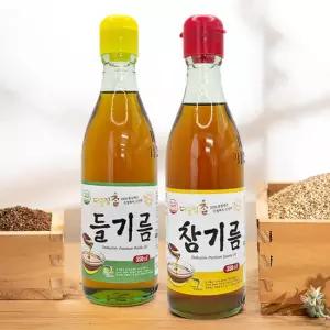 단1회 착유 저온압착 통참깨,통들깨100% 고소한 참기름 350ml 1병+ 들기름 350ml 1병