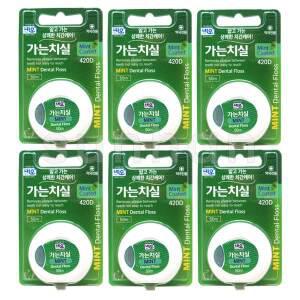 네오 가는치실 (민트) 420D 50m X6개/치간케어 치태 입냄새 제거 잇몸질환예방 얇은 치실