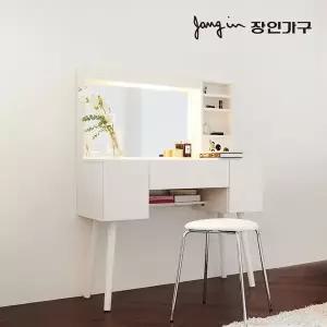 [장인가구] 오스틴 LED 거울 원목 콘솔 수납 화장대 (스툴 미포함)