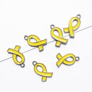 아연 합금 에나멜 뼈암 노란색 리본 DIY 팔찌 목걸이 귀걸이 주얼리 제작 펜던트 100 개/로트