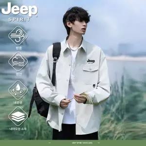 JEEP SPIRIT 남성 봄 가을 고급 캐주얼 셔츠 루즈핏 카고자켓