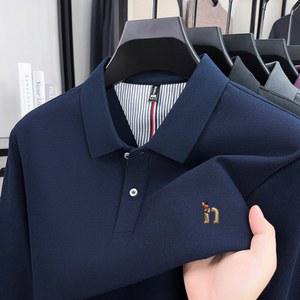100% 순면 가을 고급 남성 브랜드 긴팔 폴로 셔츠 패셔너블한 오리지널 강아지 자수 디자인 골프 탑 티셔츠