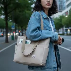 보부상 숄더백 전공책 수납 토트백 대학생 텀블러 포켓 캔버스백