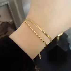 써지컬스틸 14k골드도금 뱀줄 군번줄 투라인 팔찌