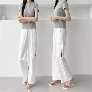 카고팬츠 5 여름 쿨소재 허리밴딩 와이드핏 일자바지
