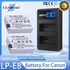 1800mAh LP-E8 배터리 + Canon EOS 550D 600D Kiss X4 X5 X6i 반란군 T2i 카메라 용 듀얼 충전기