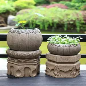 돌화분 공원 석재 돌 화분 현관 장식품 타원형 원형 마당 꾸미기