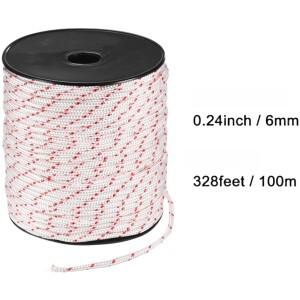 강화된 16가닥 리코일 스타터 로프 6mm x 100m (잔디깎이 체인톱 예초기 브러시 커터용) 간편 설치 준비 완