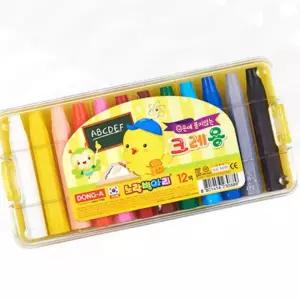 크레용 12색 세트 동아 크레파스 미술도구 어린이용 색칠 도구 노랑병아리 크레용 이름표 세트