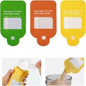 단백질 파우더 보관 솔루션 90PCS 3색 누수 방지 병 모양 일회용 여행용 용기 가방 헬스장 및 잡동사니
