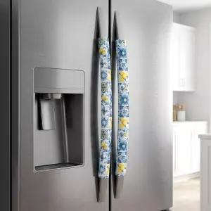 새디 2개 레몬 냉장고 도어 핸들 커버 블루 타일 지중해 옐로우 카프리 프로텍터 식기세척기 전자레인지